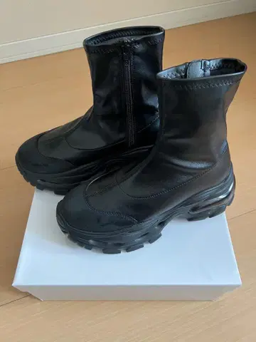 블랙 사이드 고어 부츠 통굽