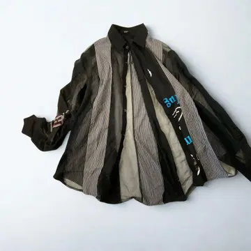 개성 넘치는 SREU 패치워크 비침 셔츠 Unisex