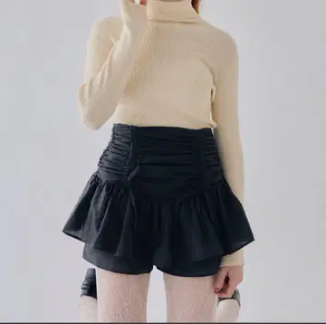 트리트어셀 리본 레이어드 스커트 팬츠