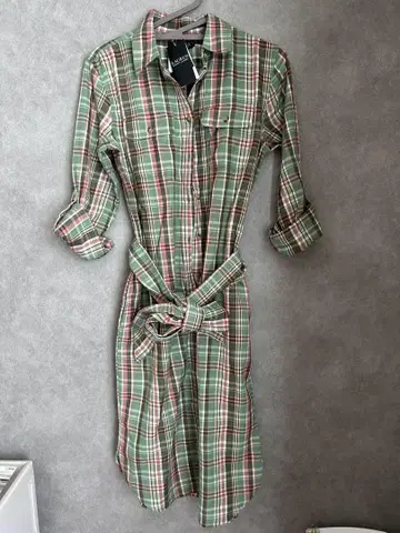 LAUREN RALPH LAUREN 체크 무늬 셔츠 원피스 사이즈 0