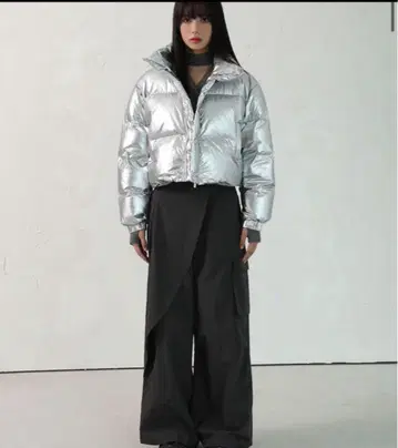 avandress 실버 크롭 다운 자켓