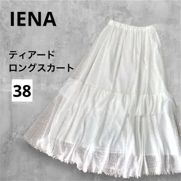 IENA 이에나 컷 자카드 티어드 스커트 화이트 38
