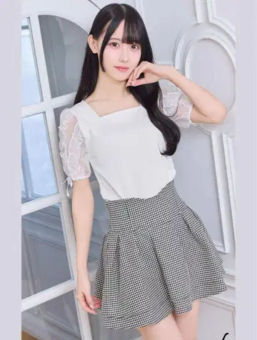미셸 마카롱 슬림 레그 스커트 하운드투스 체크 (이너 팬츠 포함) S
