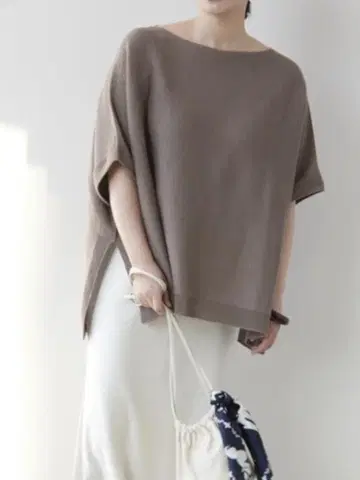 택 포함 새상품 IENA 코튼 기마 판초 풀오버 브라운