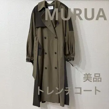 MURUA (무루아) 바이컬러 트렌치코트 카키 블랙