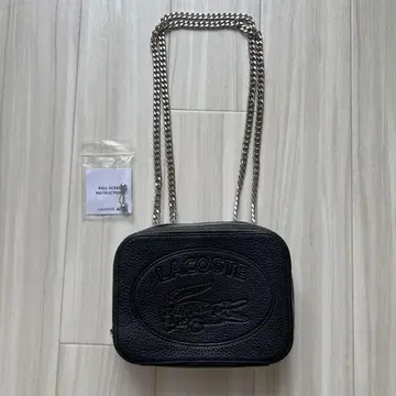 라코스테 블랙 가죽 숄더백