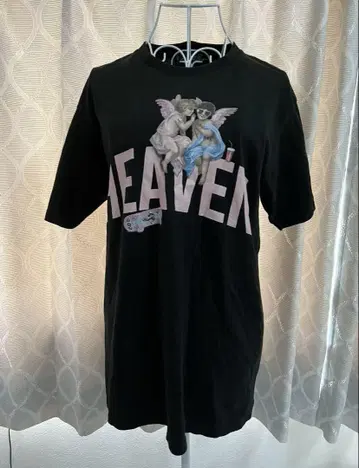 HEAVEN 천사 그래픽 티셔츠 블랙