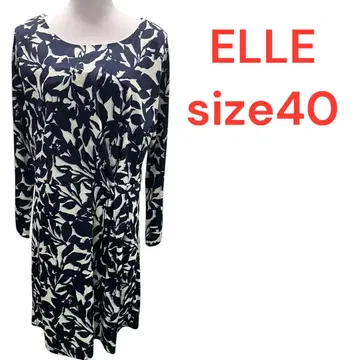 엘르 ELLE 프린트 긴팔 네이비 원피스 여성용 size40
