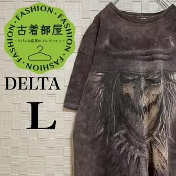 DELTA 빅 프린트 타이다이 티셔츠 카카시 해골 스컬 브라운 L
