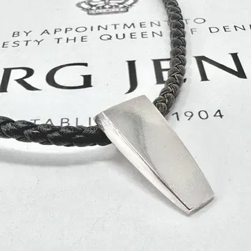 GEORG JENSEN 423 실버 펜던트 가죽 목걸이 브레이드