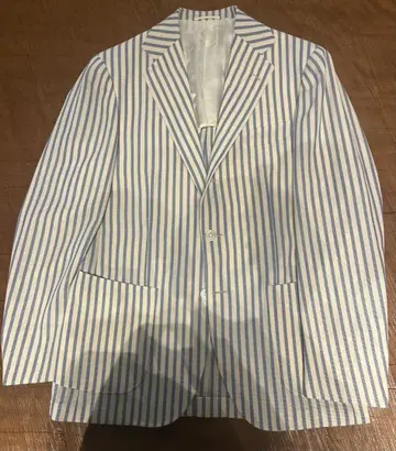 RING JACKET 테일러드 자켓 화이트 파랑 스트라이프