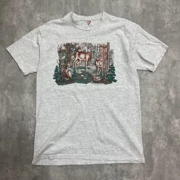 USA제 90s jerzees 사슴 애니멀 무늬 티셔츠 빈티지