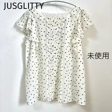 JUSGLITT 저스길리티 블라우스 상의 프릴 미사용 도트 무늬
