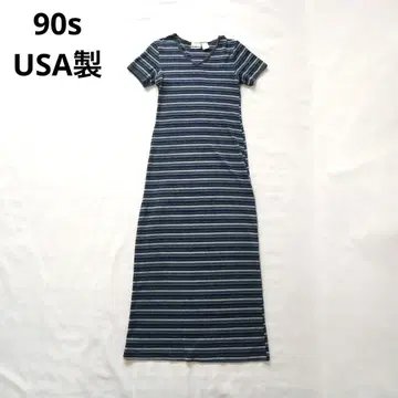 USA제 90년대 멀티 보더 컷티셔츠 맥시 원피스 빈티지
