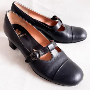 chausser 쇼세 가죽 펌프스 T 스트랩 블랙 24.5cm