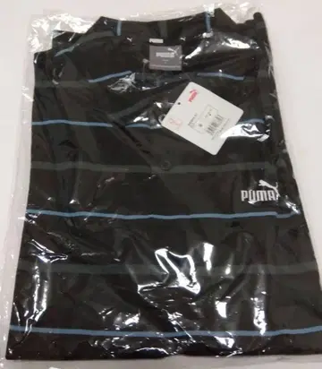 푸마 PUMA 블랙/블루 스트라이프 피케 셔츠 M 사이즈 미사용품