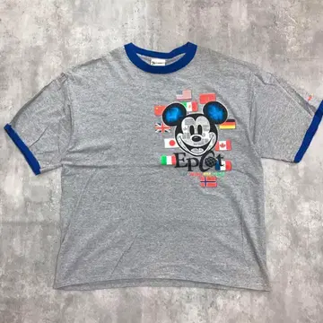 90s 미키 디즈니 링거 넥 링거 티셔츠