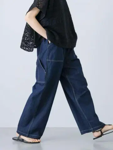 미사용 카구레 코튼 린넨 데님 페인터 팬츠