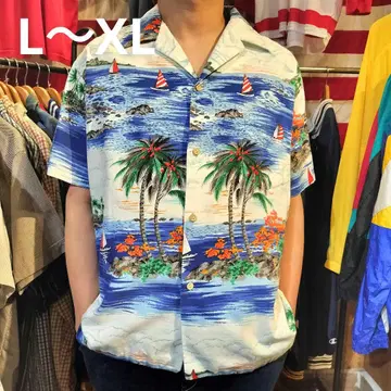 L-XL 상당 새상품급 하와이 제 반팔 알로하 셔츠 USA 구제 의류