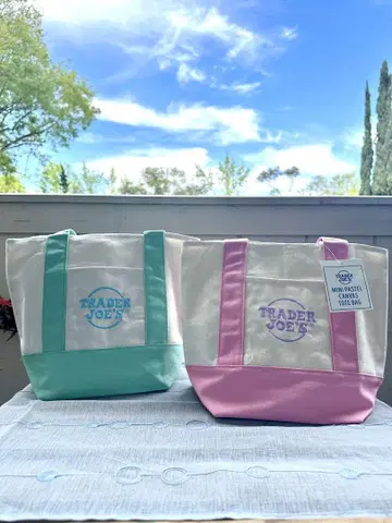 TRADER JOE'S 미니 토트백 핑크와 민트 2종 세트