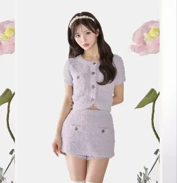 darich 컬러 트위드 니트 라일락 컬러 FREE