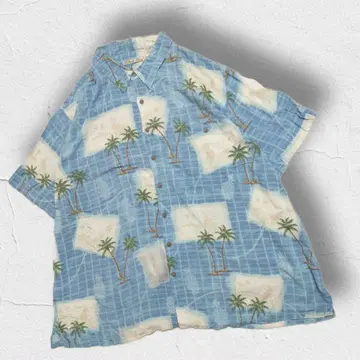Batik Bay 레이온 셔츠 빈티지 코코넛 버튼 야자수