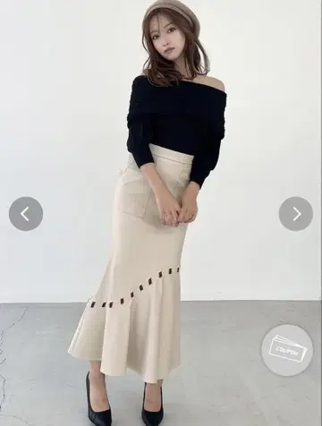 RESEXXY 트리밍 페이크 가죽 머메이드 스커트