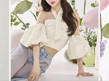 다리치 홀터넥 오프숄더 트위드 상의 darich