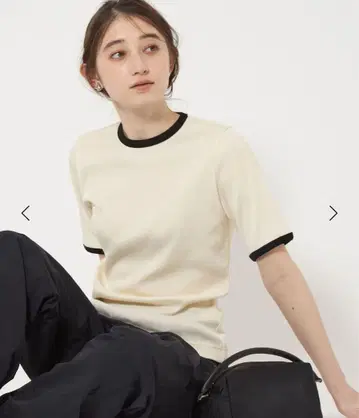 미사용 새상품 UNITED ARROWS 바이컬러 리브 티셔츠