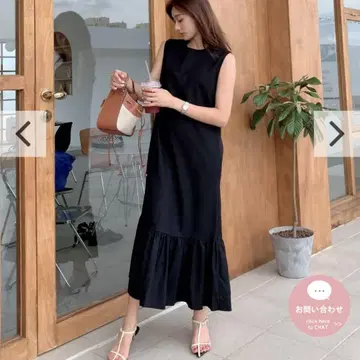 벌스데이 바쉬 페플럼 린넨 코튼 드레스 원피스 S 블랙