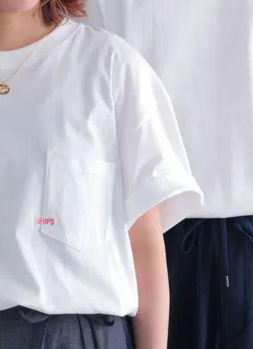 SHIPS 쉽스 마이크로 SHIPS 로고 포켓 티셔츠 M 핑크
