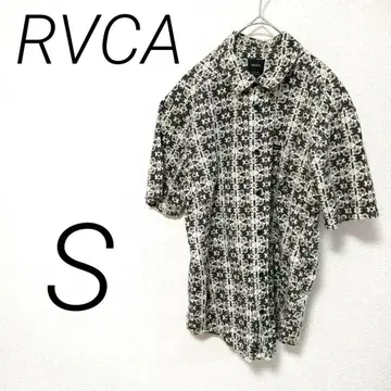 RVCA SIPICH 반팔 셔츠 흑백 S 다마스크 무늬 서핑 격투기