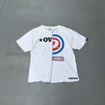 00s OVER THE STRIPES 우라하라 도킹 반팔 티셔츠 로고