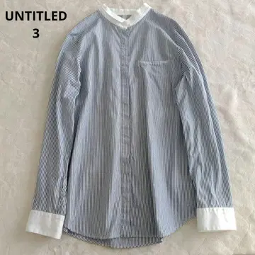 UNTITLED 3 코튼 셔츠 네이비 스트라이프 미니 옷깃 일본제