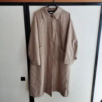 코엔 체크 무늬 롱 코트