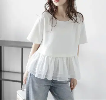 오간자 프릴 도킹 풀오버 반팔 슈가 비스킷 라지엠
