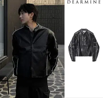 DEARMINE 블랙 가죽 숏 자켓