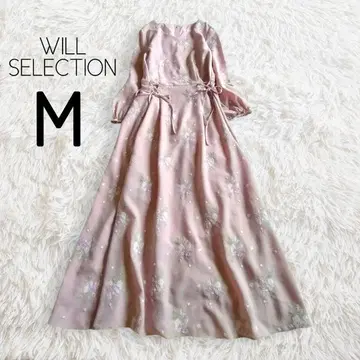 자수 원피스 M 핑크 긴팔 꽃무늬 롱 WILLSELECTION