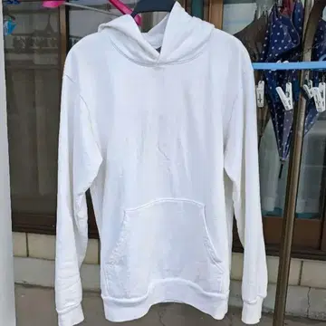 화이트 코튼 후드티