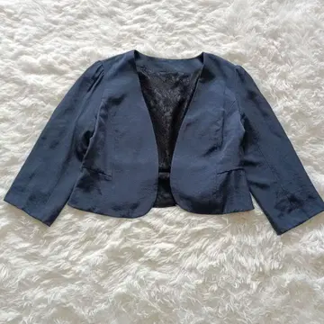 RUIRUE BOUTIQUE 네이비 노카라 자켓 숏 기장