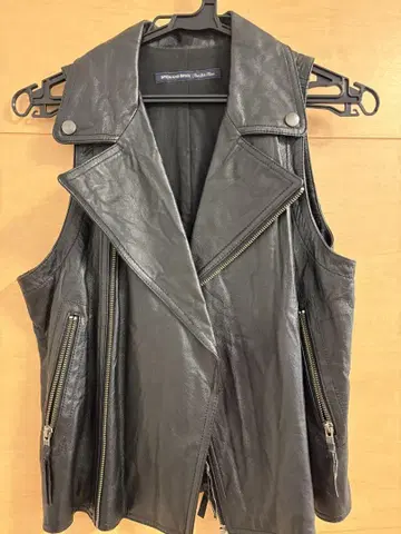 SPICK AND SPAN 블랙 가죽 더블 라이더 베스트