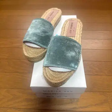 MARISA REY 스카이블루 벨벳 에스파드리유 샌들