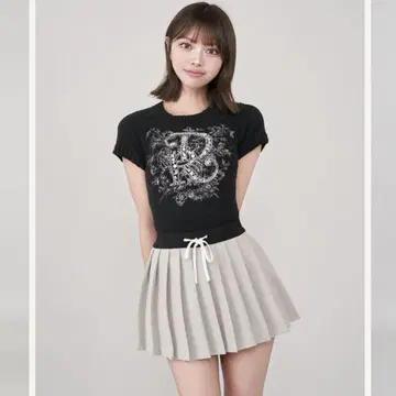 Darich 다리치 DR 비쥬 플라워 니트 탑 블랙