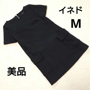 새상품급 INED 이네드 블랙 포켓 부착 무릎 기장 원피스 M