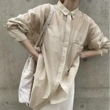 selectmocabyson 오버 사이즈 베이지 버튼 업 셔츠