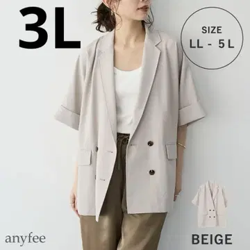 anyfee 에니피 베이지 반팔 자켓 더블 버튼 3L