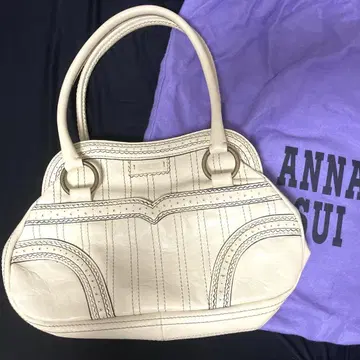 ANNA SUI 화이트 스트라이프 핸드백