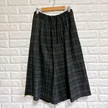 이츠 인터내셔널 [M] 롱 스커트 허리밴딩 체크 레이온