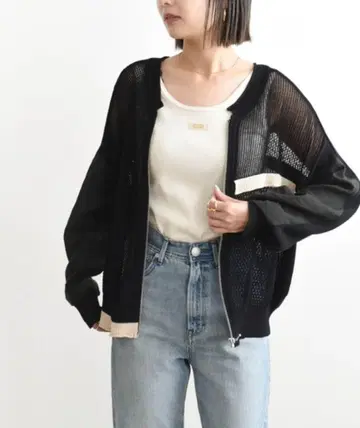 에이미 로우 메쉬 블루종 새상품