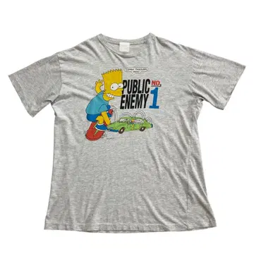 90s 심슨 버트 티셔츠 마블링 그레이 싱글 스티치